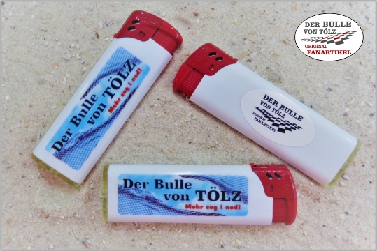 Feuerzeug weiß/rot nachfüllbar und verstellbarer Flamme
